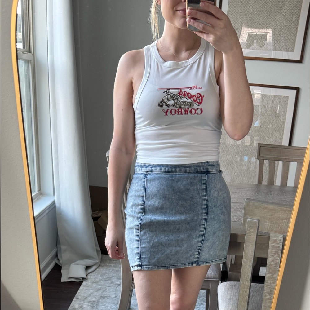 Medium Wash Y2K 90s Denim Mini Skirt - Picture 7 of 10